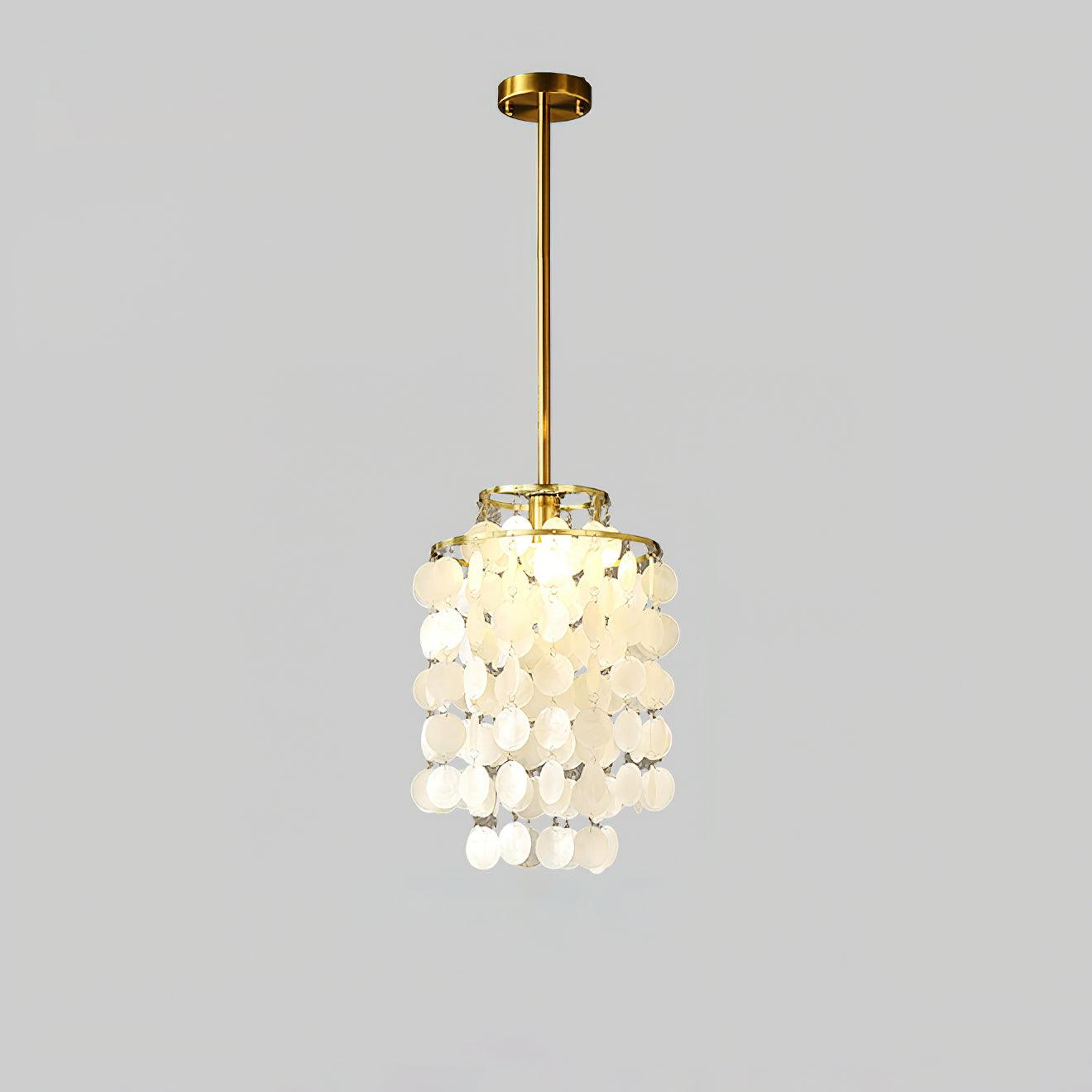 Modern Round Natural Shell Chandelier Luxury Coastal Pendant Lighting for Dining Room
