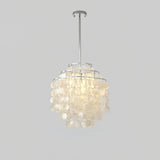 Modern Round Natural Shell Chandelier Luxury Coastal Pendant Lighting for Dining Room