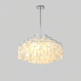 Modern Round Natural Shell Chandelier Luxury Coastal Pendant Lighting for Dining Room