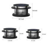 Modern Round Outdoor Waterproof Solar Post Light Black LED Pillar Cap Lantern for Garden Fences