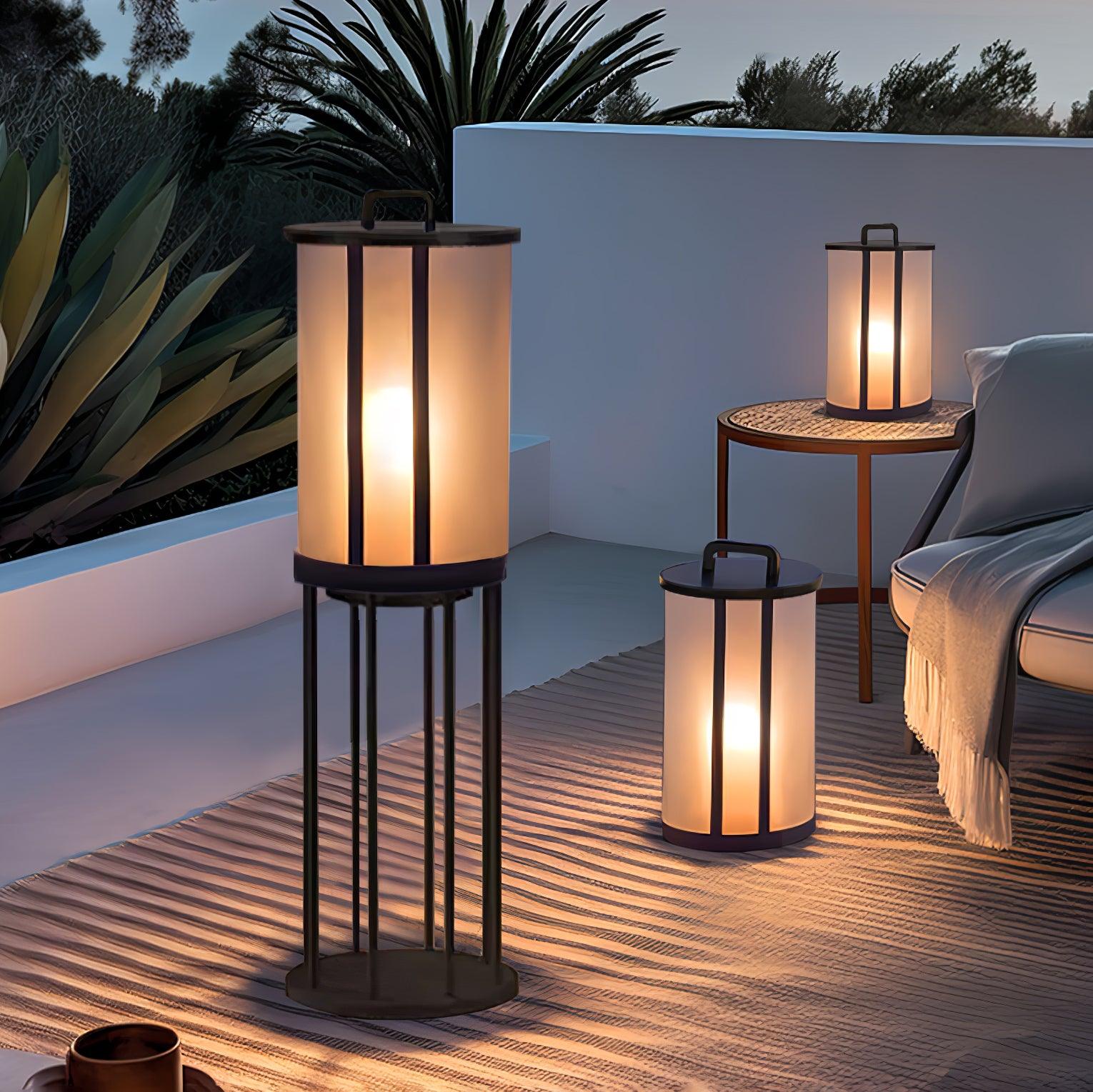 Modern Round Pillar Acrylic Lantern Outdoor Landscape Light for Garden and Pathway