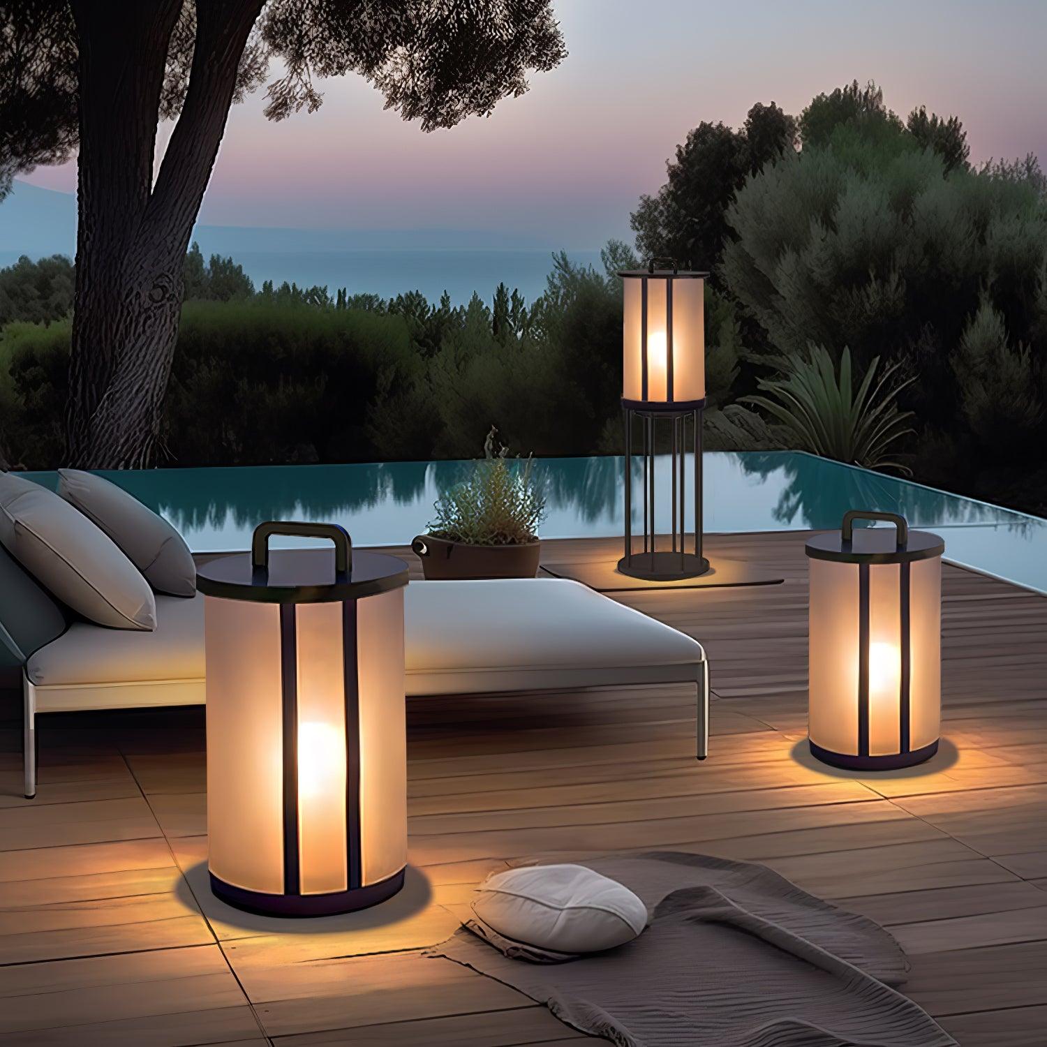 Modern Round Pillar Acrylic Lantern Outdoor Landscape Light for Garden and Pathway