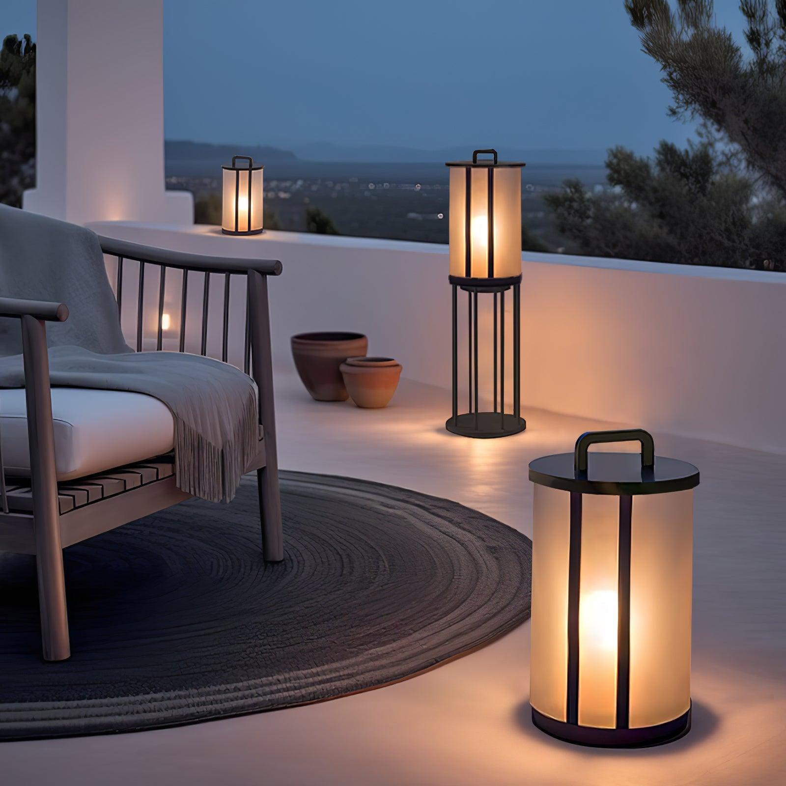 Modern Round Pillar Acrylic Lantern Outdoor Landscape Light for Garden and Pathway