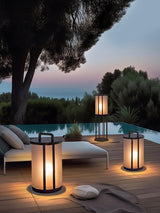 Modern Round Pillar Acrylic Lantern Outdoor Landscape Light for Garden and Pathway
