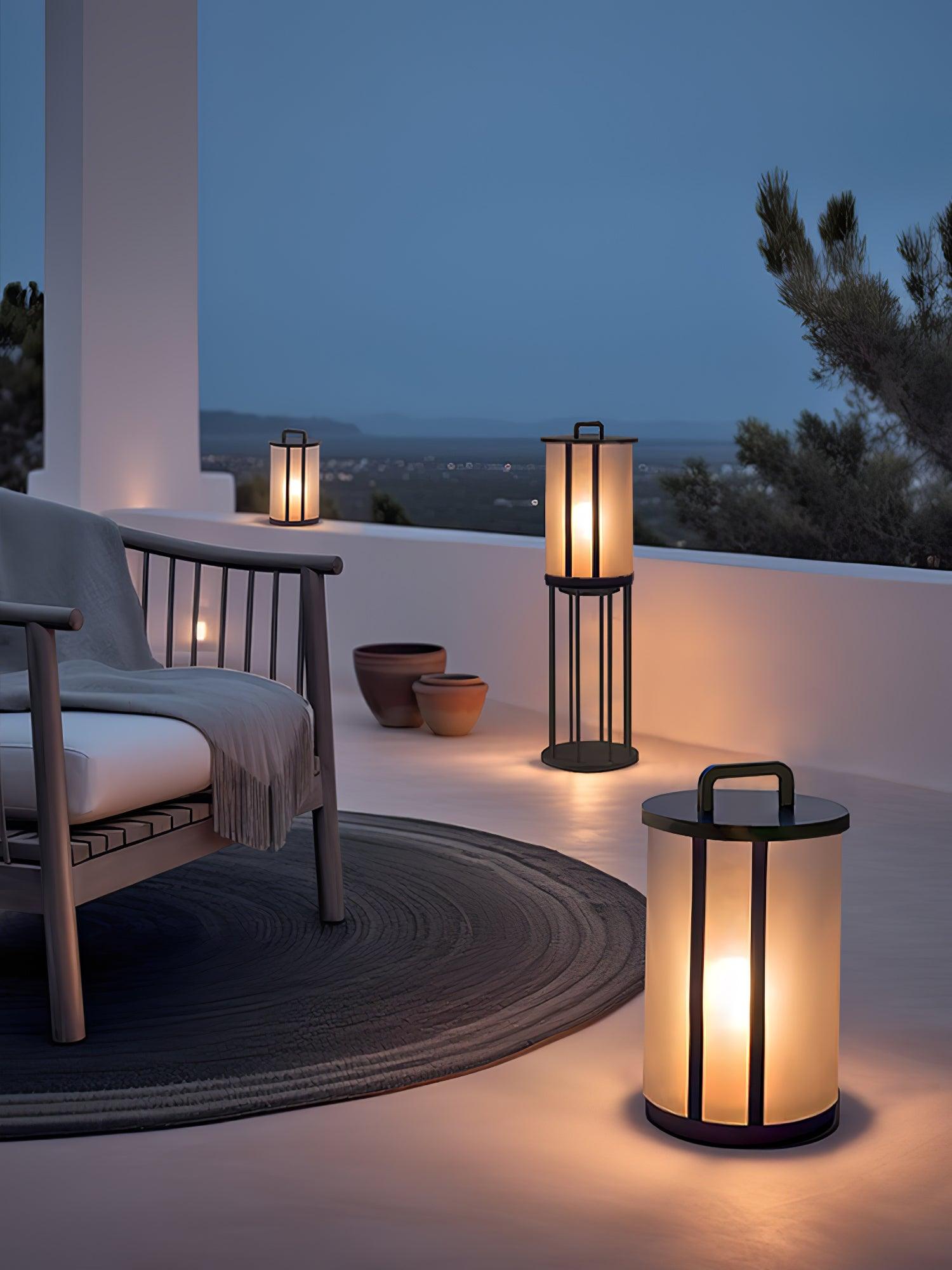 Modern Round Pillar Acrylic Lantern Outdoor Landscape Light for Garden and Pathway