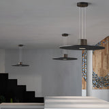 Modern Round Plate LED Pendant Light Minimalist Hanging Lamp for Kitchen Island