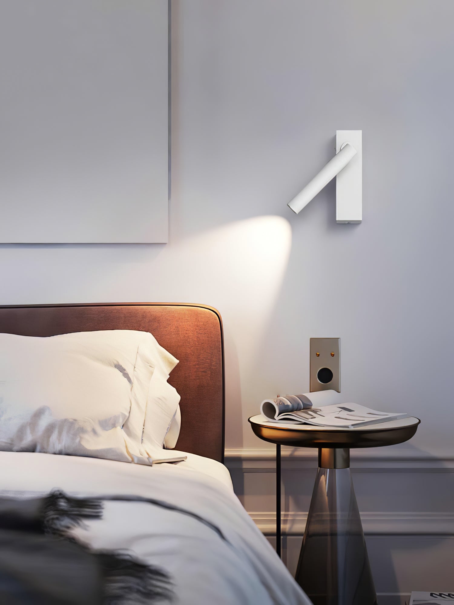 Modern Round Recessed LED Bedside Wall Lamp Metal Sconce for Minimalist Interior Lighting
