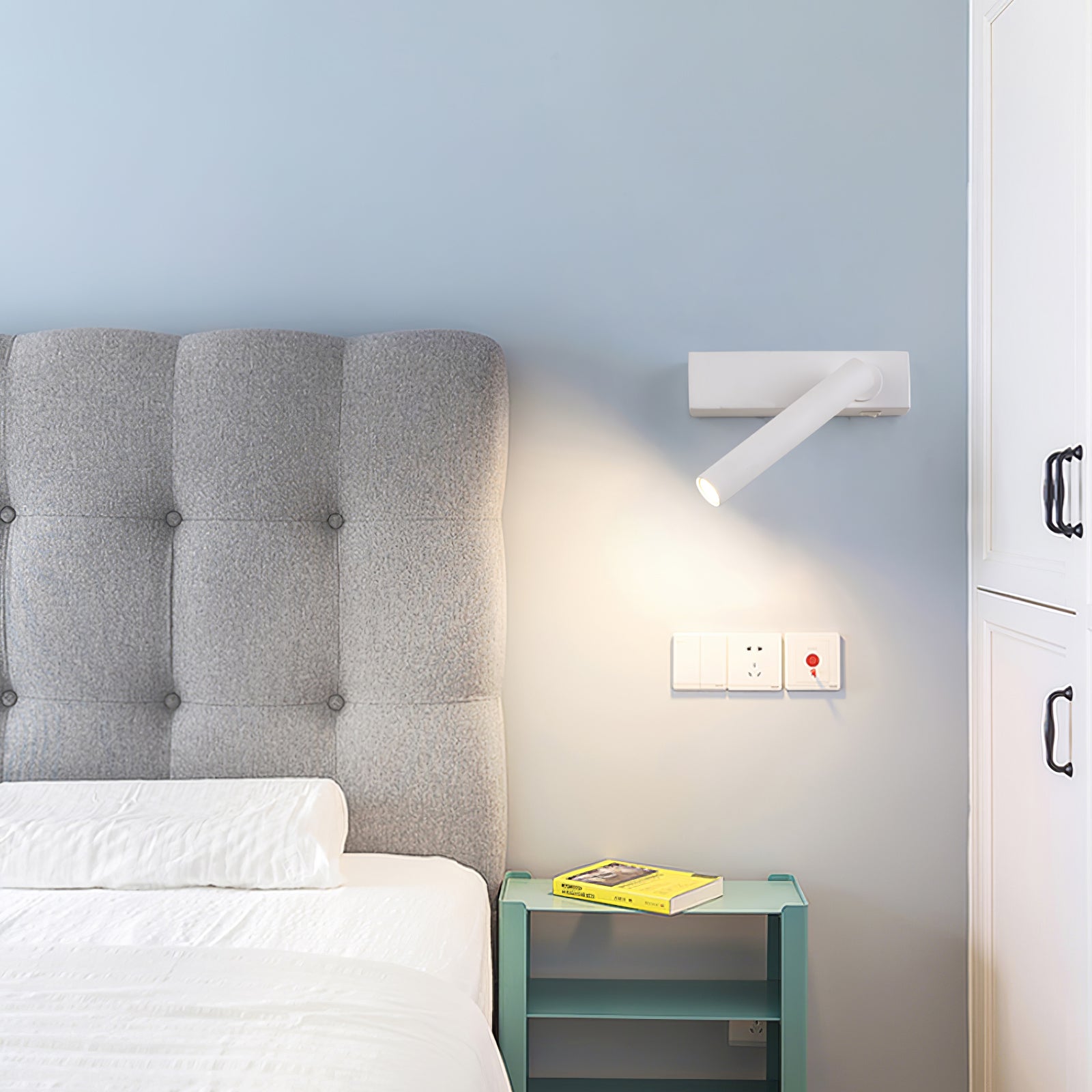 Modern Round Recessed LED Bedside Wall Lamp Metal Sconce for Minimalist Interior Lighting