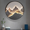 Modern Round Rock Slab Wall Sconce with Mountain Scenery Painting LED Lighting