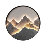 Modern Round Rock Slab Wall Sconce with Mountain Scenery Painting LED Lighting