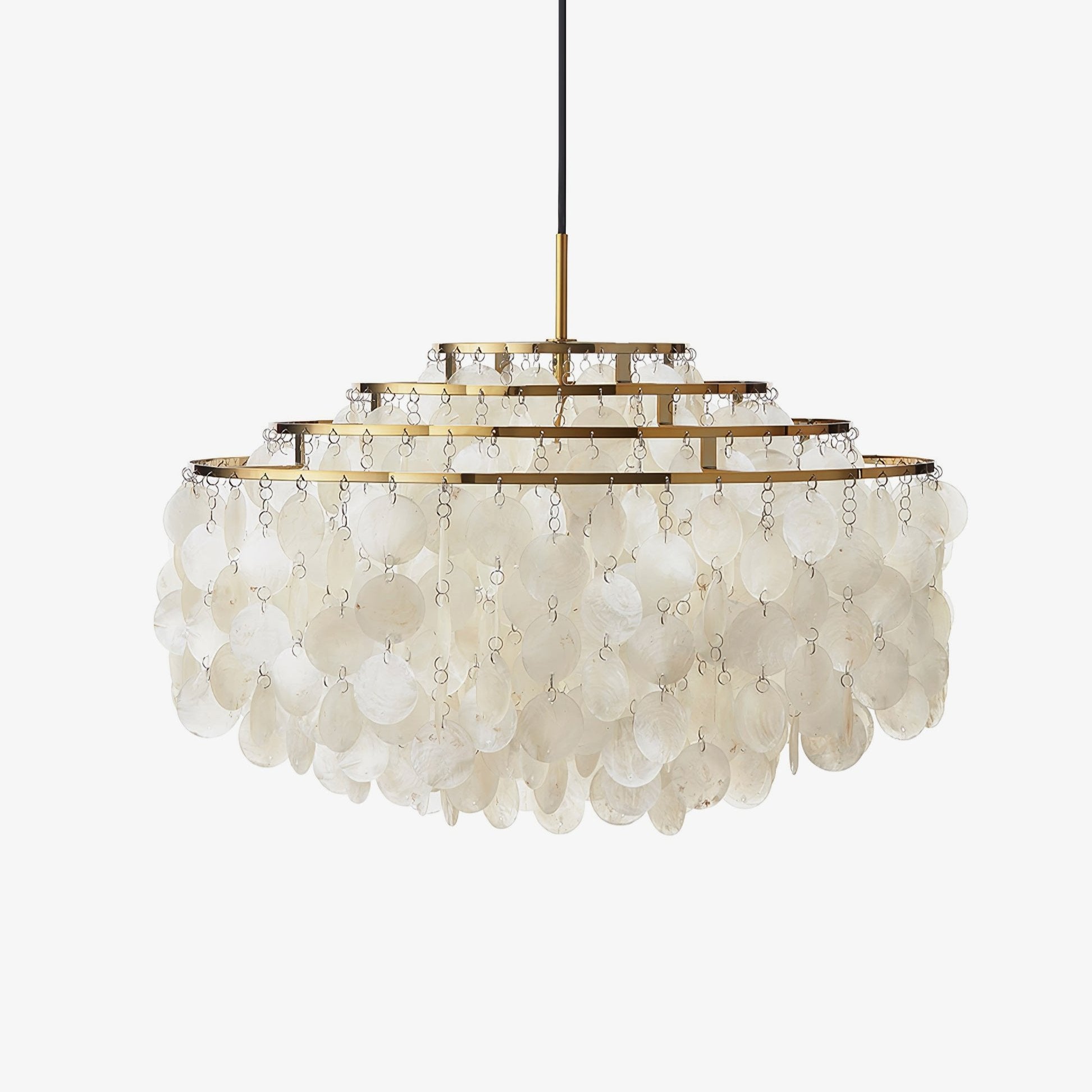 Modern Round Shell Pendant Light Coastal Chandelier for Living Room and Bedroom