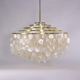 Modern Round Shell Pendant Light Coastal Chandelier for Living Room and Bedroom
