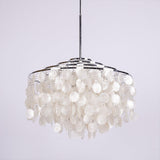 Modern Round Shell Pendant Light Coastal Chandelier for Living Room and Bedroom