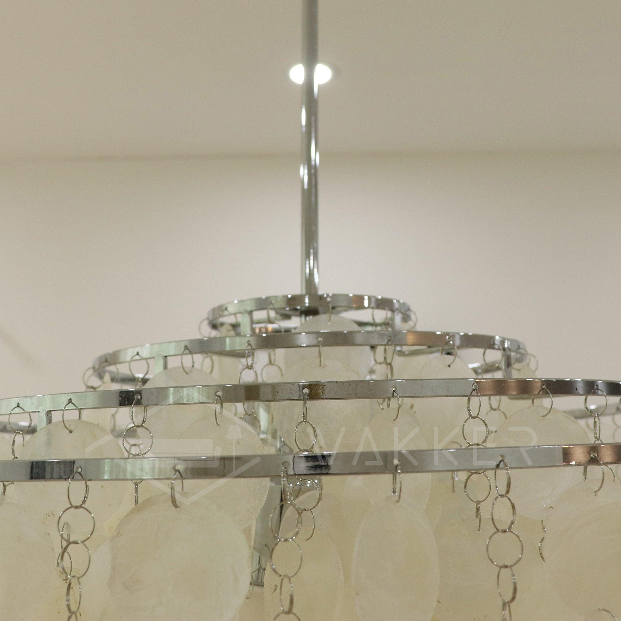 Modern Round Shell Pendant Light Coastal Chandelier for Living Room and Bedroom