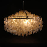 Modern Round Shell Pendant Light Coastal Chandelier for Living Room and Bedroom