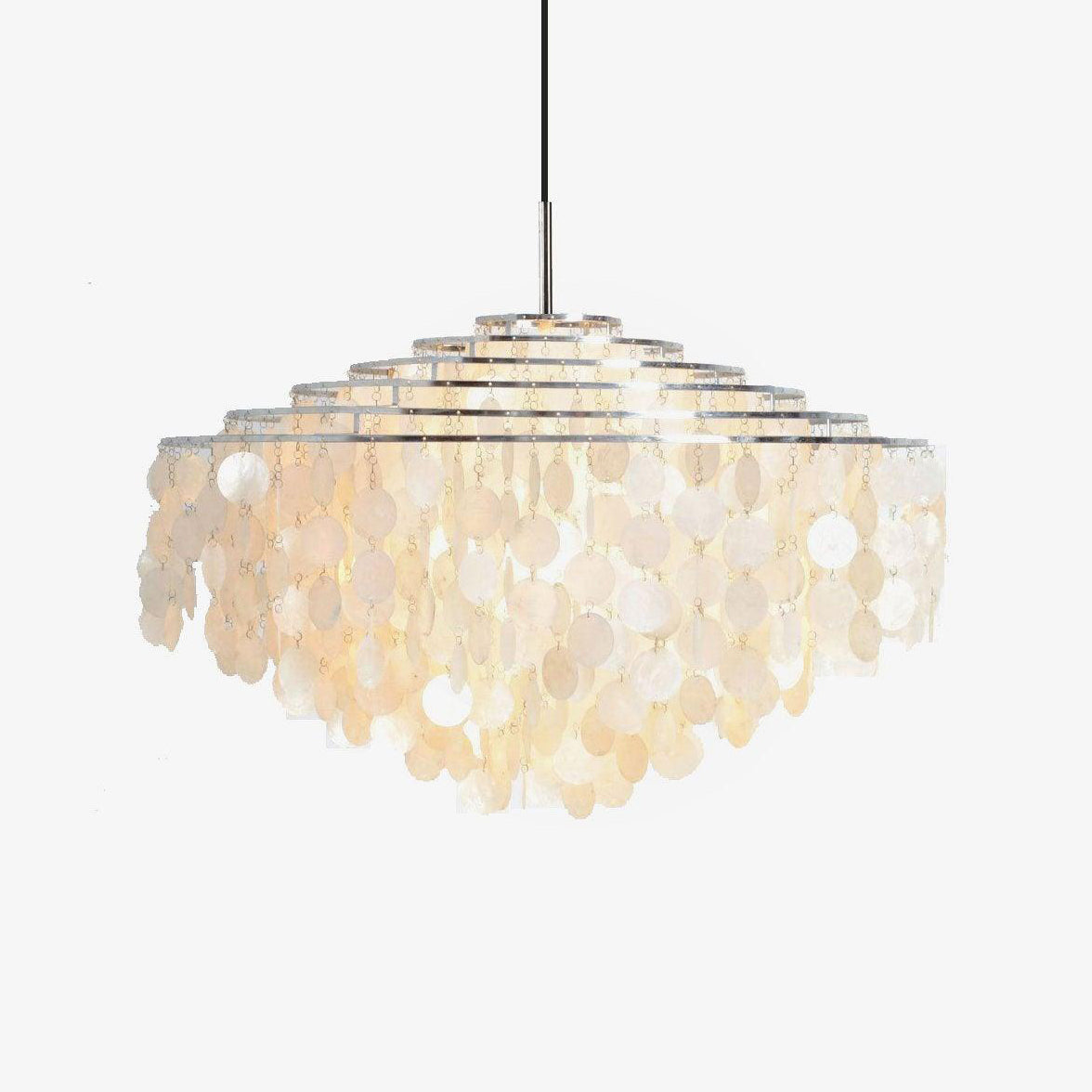 Modern Round Shell Pendant Light Coastal Chandelier for Living Room and Bedroom