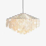 Modern Round Shell Pendant Light Coastal Chandelier for Living Room and Bedroom