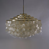 Modern Round Shell Pendant Light Coastal Chandelier for Living Room and Bedroom