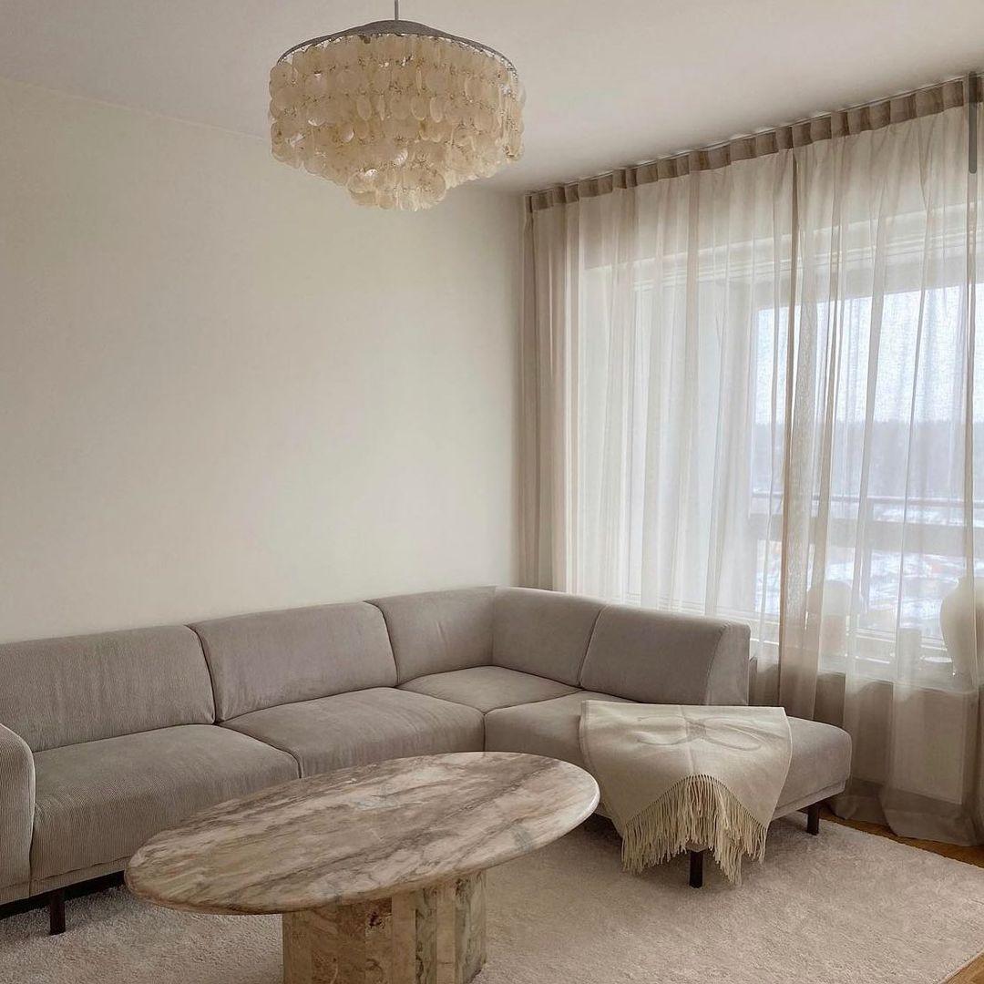 Modern Round Shell Pendant Light Coastal Chandelier for Living Room and Bedroom