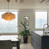 Modern Round Shell Pendant Light Coastal Chandelier for Living Room and Bedroom