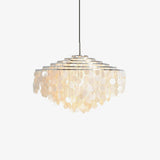 Modern Round Shell Pendant Light Coastal Chandelier for Living Room and Bedroom