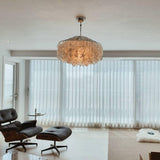 Modern Round Shell Pendant Light Coastal Chandelier for Living Room and Bedroom