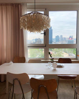 Modern Round Shell Pendant Light Coastal Chandelier for Living Room and Bedroom