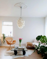 Modern Round Shell Pendant Light Coastal Chandelier for Living Room and Bedroom