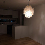 Modern Round Shell Pendant Light Coastal Chandelier for Living Room and Bedroom