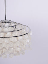 Modern Round Shell Pendant Light Coastal Chandelier for Living Room and Bedroom