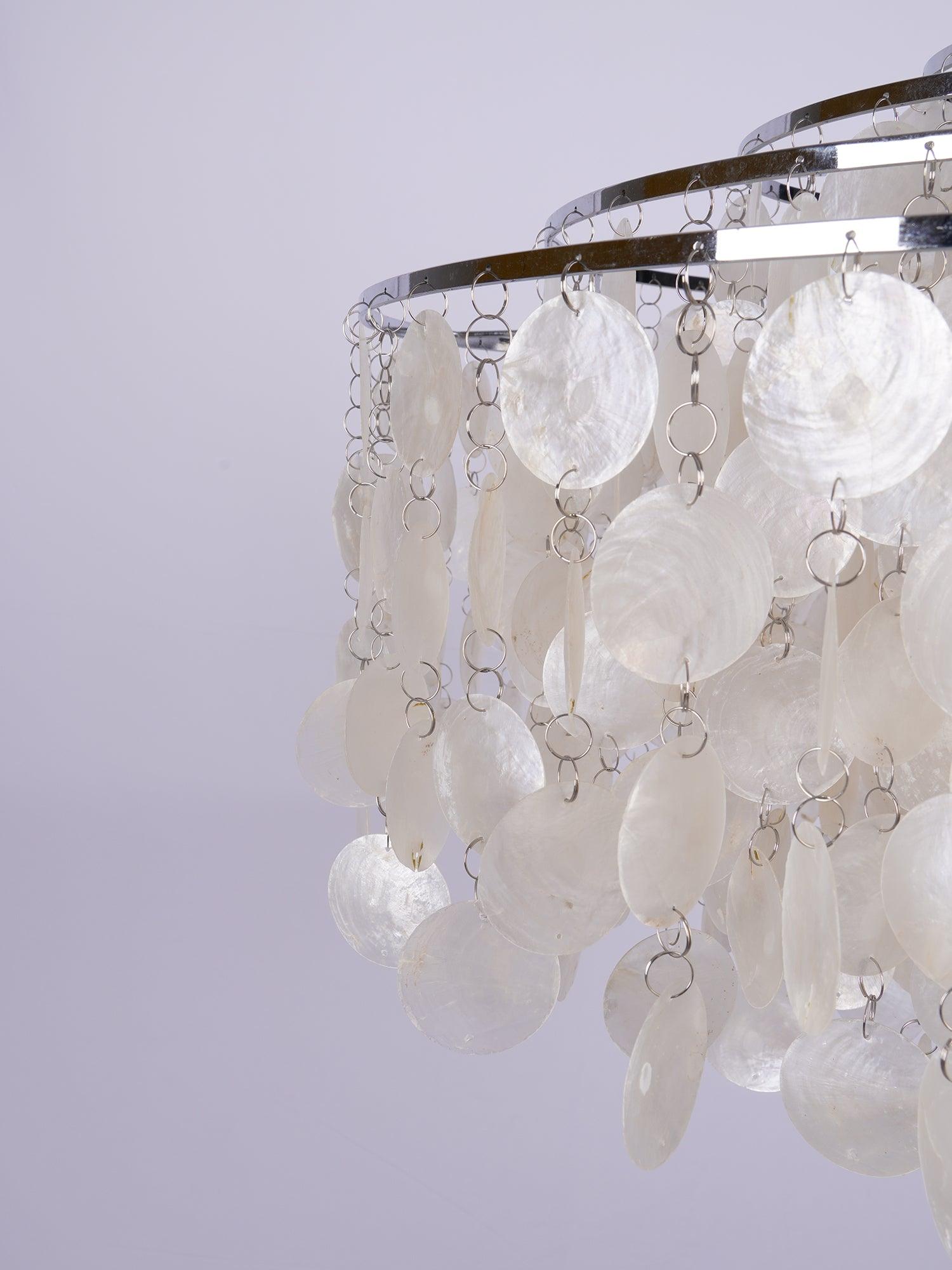 Modern Round Shell Pendant Light Coastal Chandelier for Living Room and Bedroom