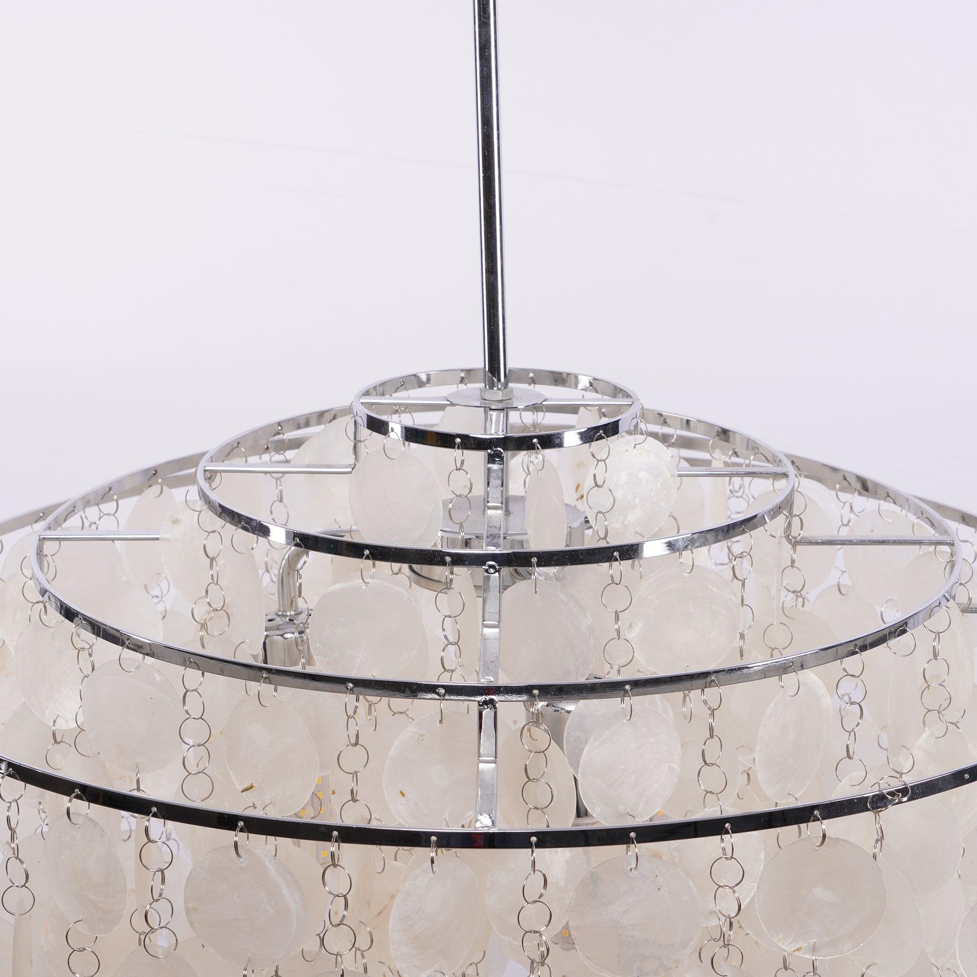 Modern Round Shell Pendant Light Coastal Chandelier for Living Room and Bedroom