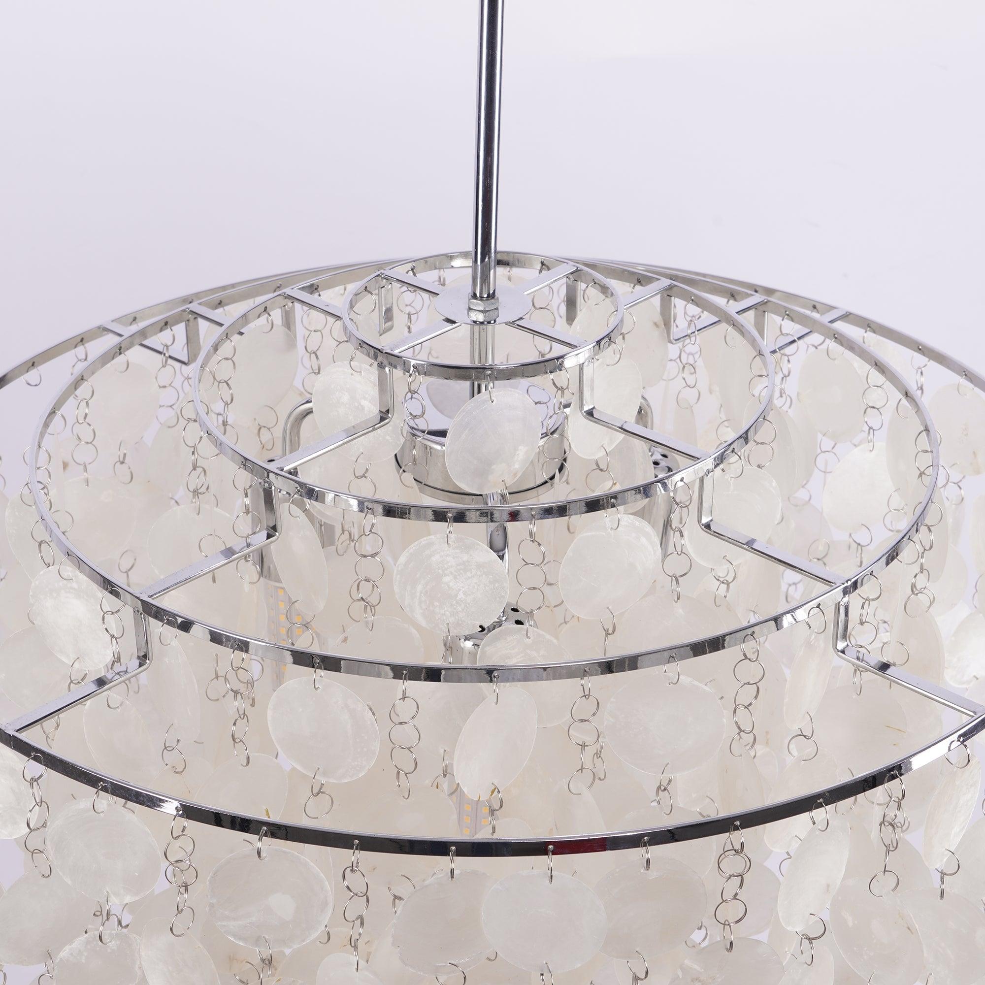 Modern Round Shell Pendant Light Coastal Chandelier for Living Room and Bedroom