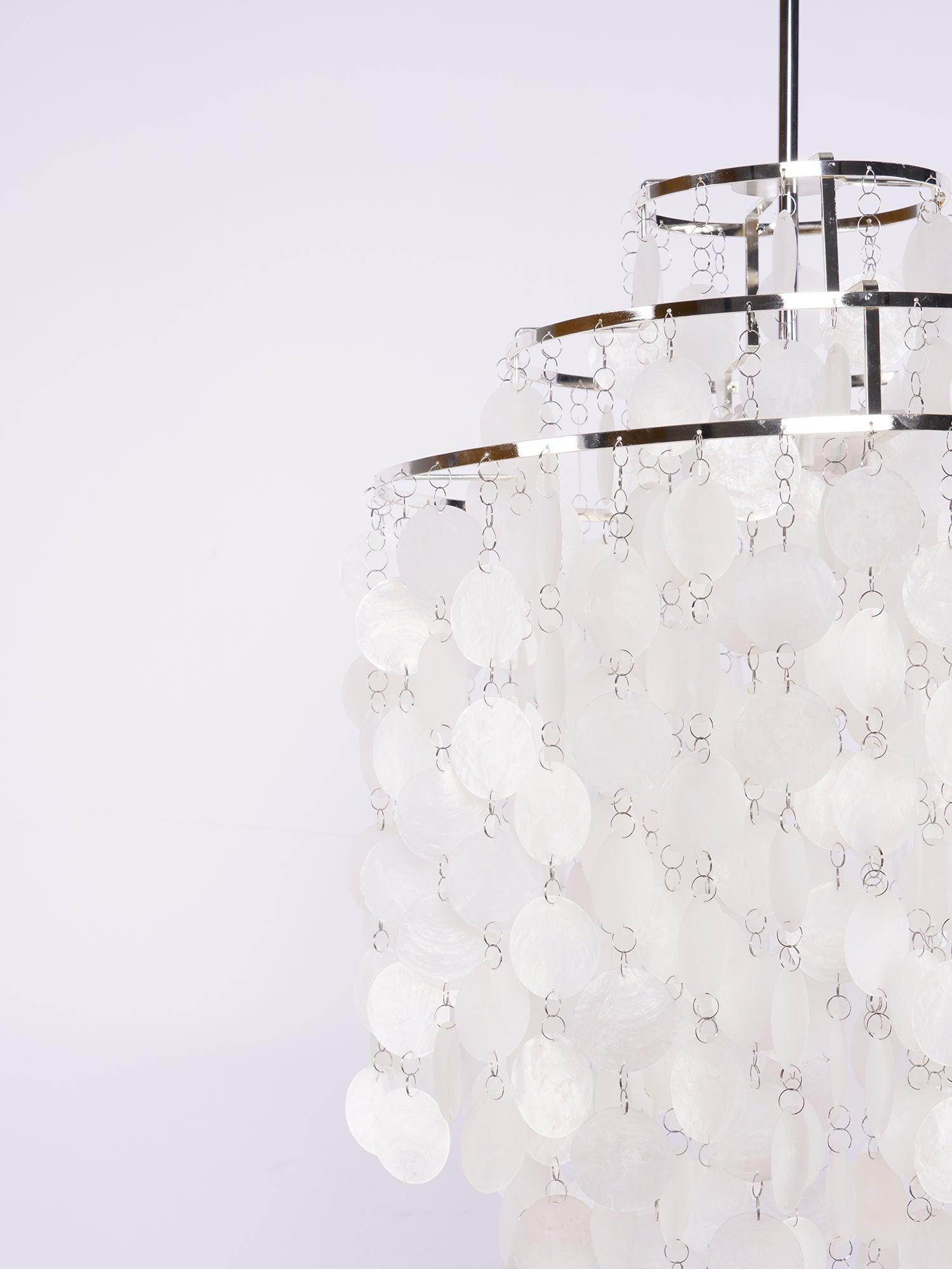 Modern Round Shell Pendant Light Coastal Chandelier for Living Room and Bedroom