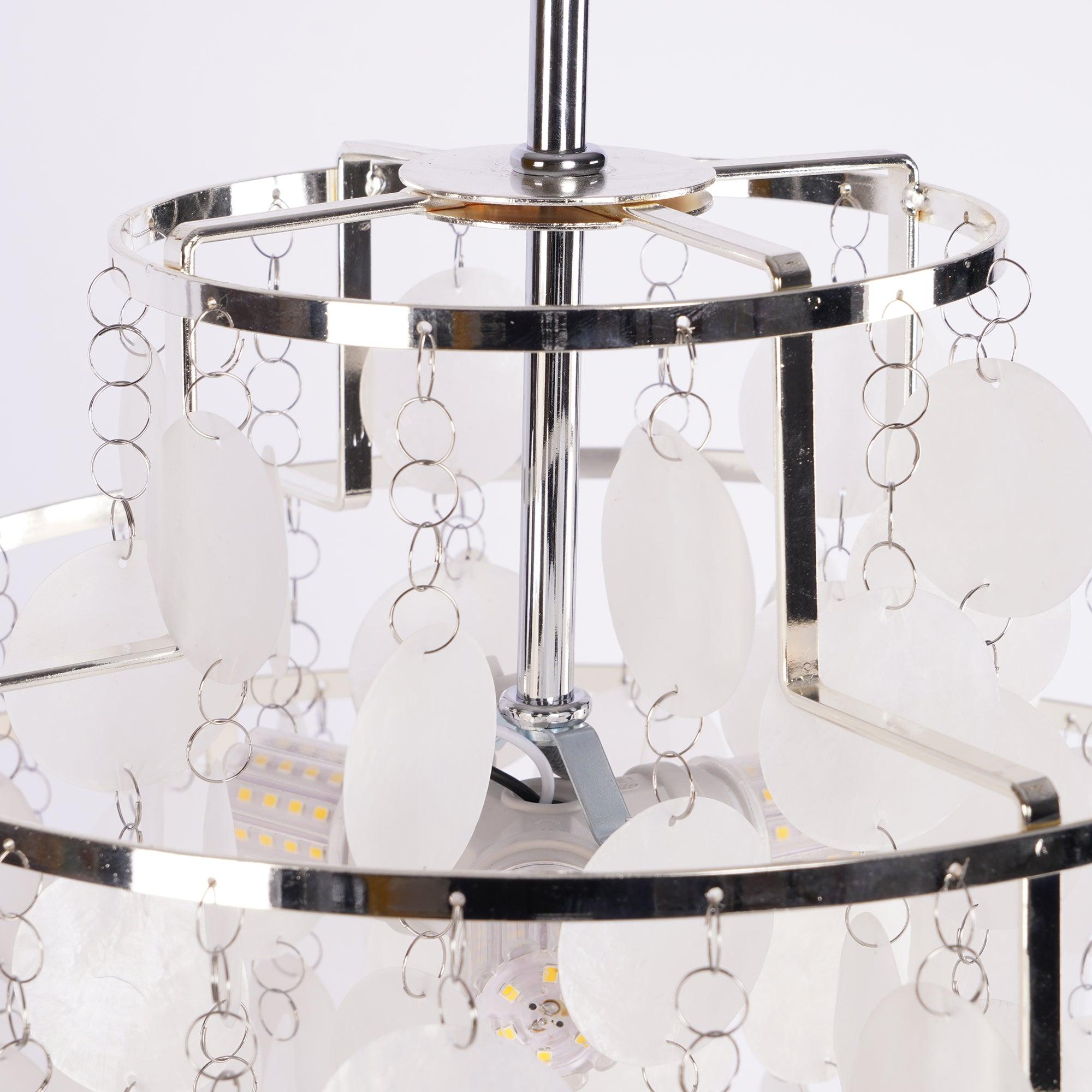 Modern Round Shell Pendant Light Coastal Chandelier for Living Room and Bedroom