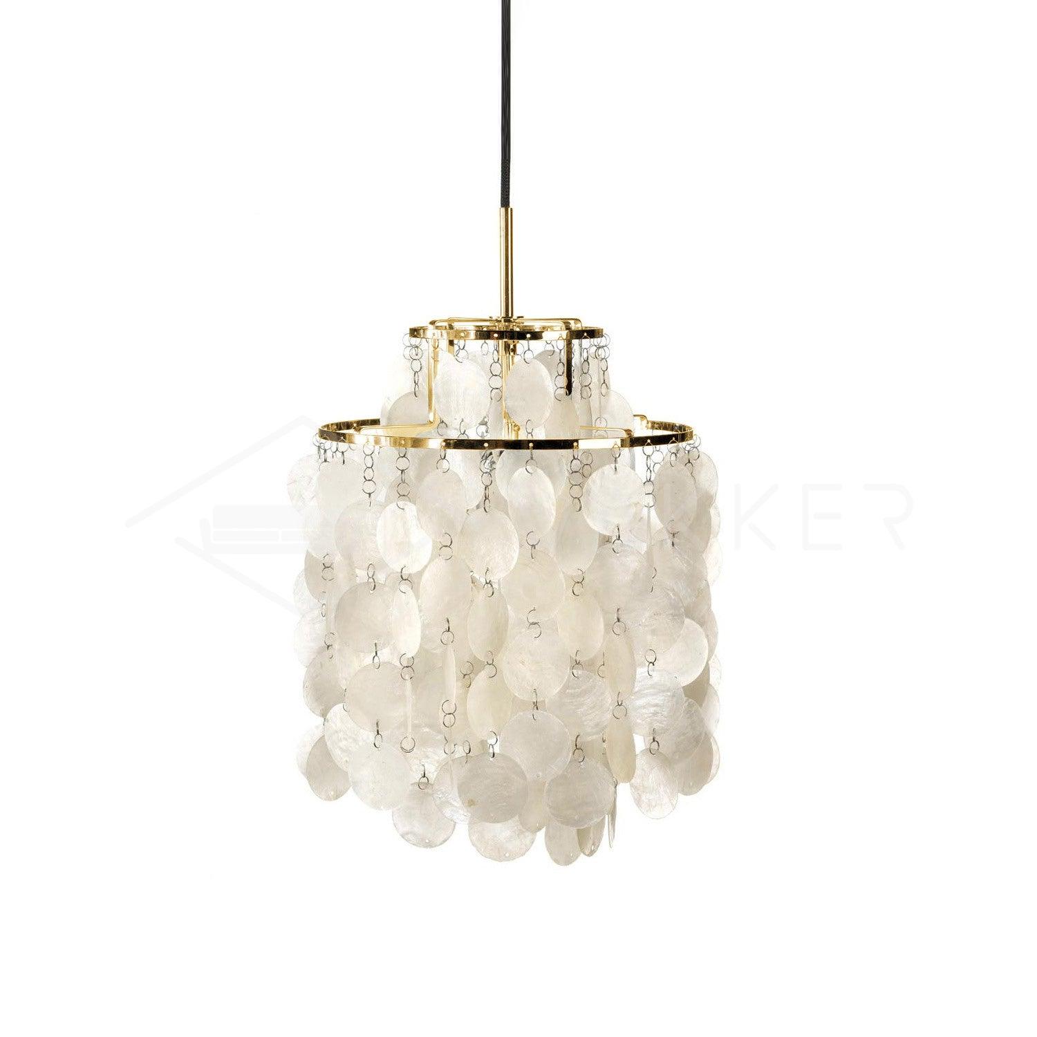 Modern Round Shell Pendant Light Coastal Chandelier for Living Room and Bedroom