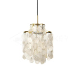 Modern Round Shell Pendant Light Coastal Chandelier for Living Room and Bedroom