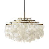 Modern Round Shell Pendant Light Coastal Chandelier for Living Room and Bedroom