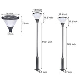 Modern Round Solar LED Outdoor Lamp Post Black Finish Dusk to Dawn Sensor Lighting