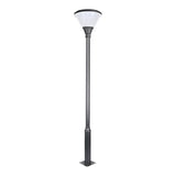 Modern Round Solar LED Outdoor Lamp Post Black Finish Dusk to Dawn Sensor Lighting