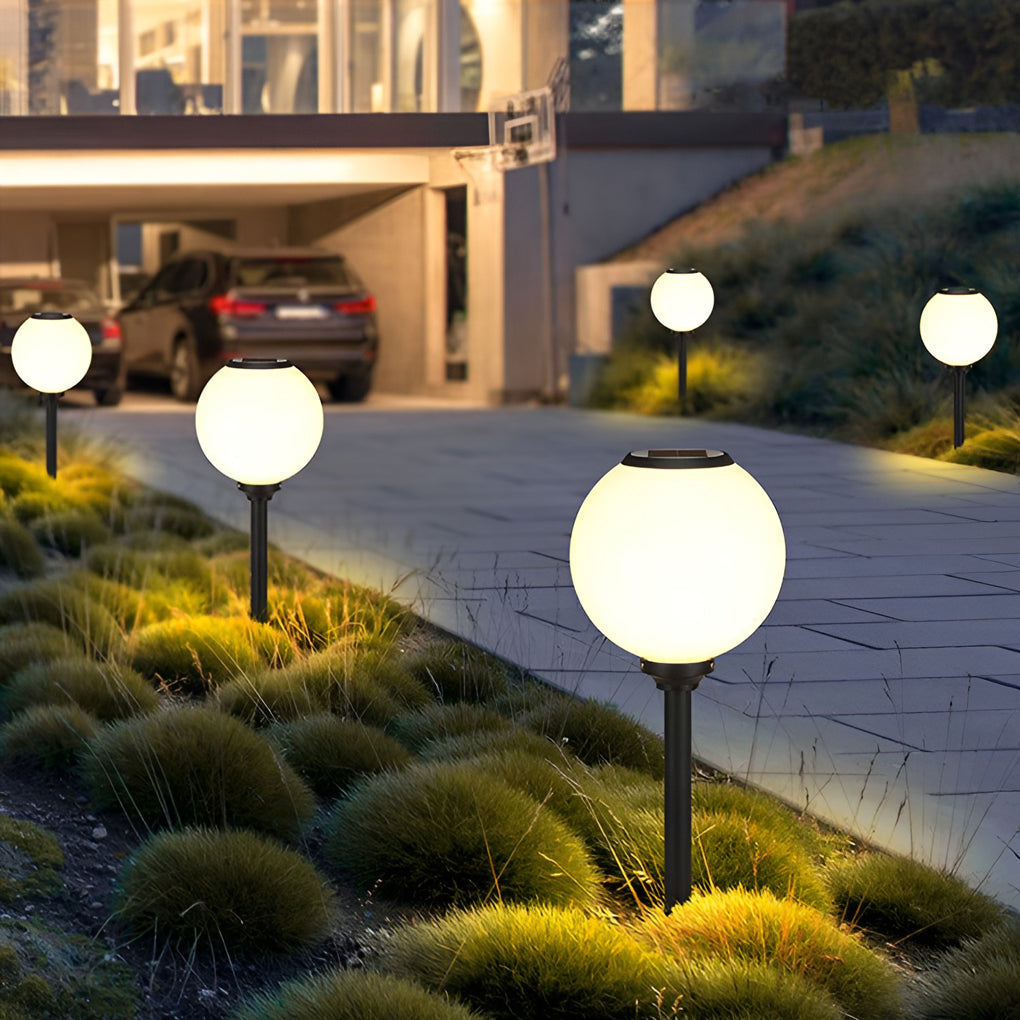 Modern Round Solar LED Pathway Lights Waterproof Outdoor Garden Stake Lighting with 3 Step Dimming