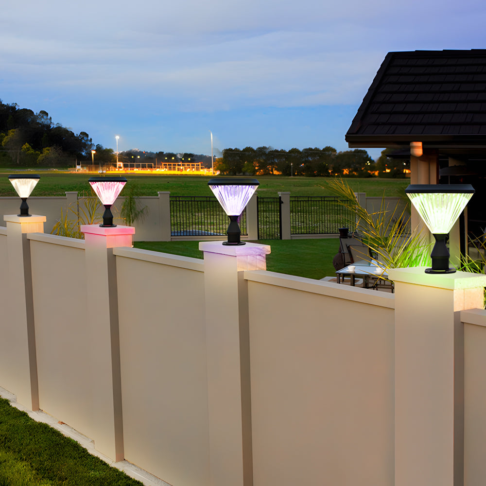 Modern Round Solar Post LED Pier Mount Light Waterproof Outdoor Lighting for Garden Fence and Gate