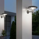 Modern Round Solar Powered Outdoor Wall Light with Dual Motion Sensor in Gray