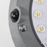 Modern Round Solar Powered Outdoor Wall Light with Dual Motion Sensor in Gray