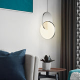 Modern Round Stainless Steel LED Pendant Light Acrylic Hanging Lamp for Dining Room and Bedroom