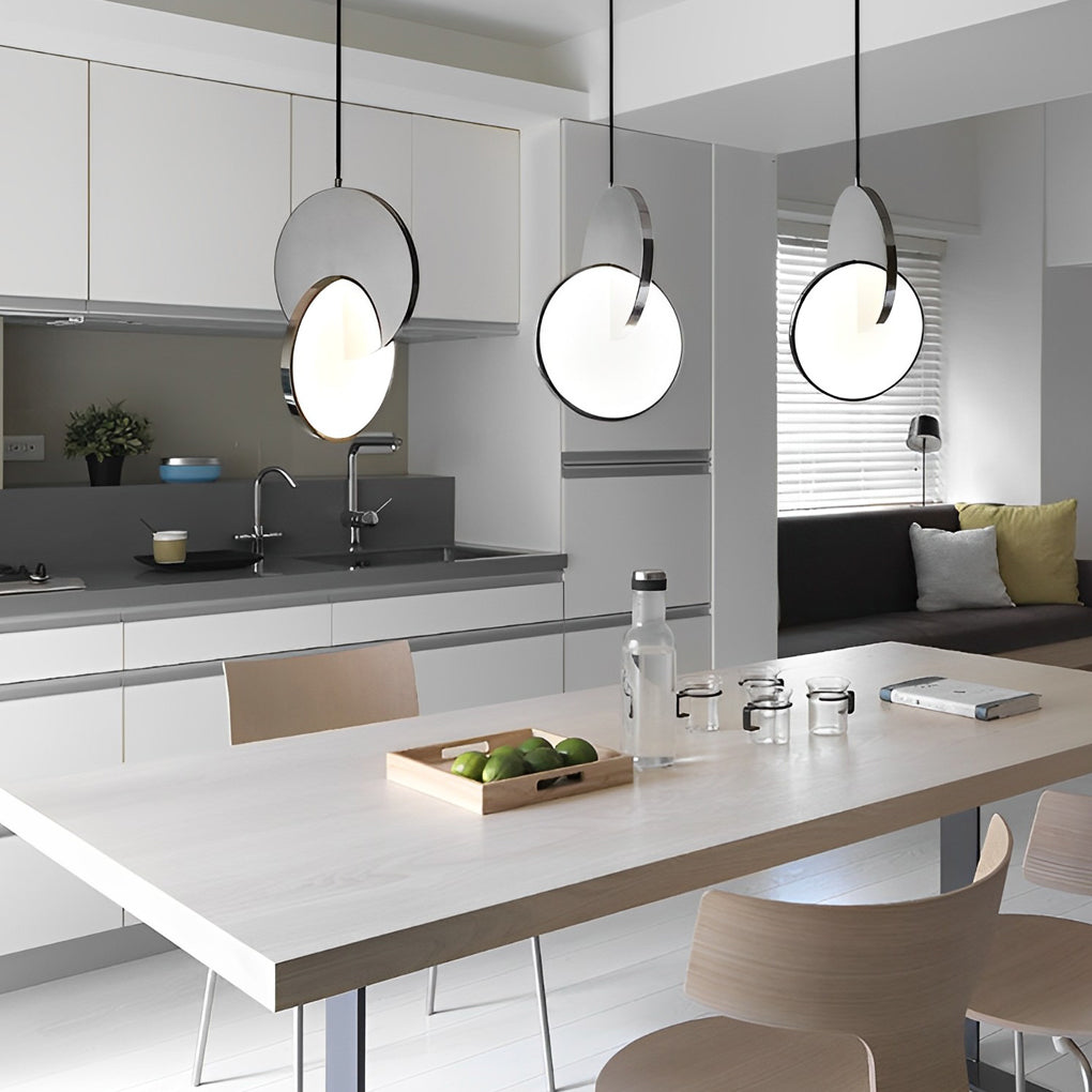 Modern Round Stainless Steel LED Pendant Light Acrylic Hanging Lamp for Dining Room and Bedroom