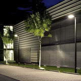 Modern Round Waterproof LED Outdoor Post Top Light Single or Double Arm Black Aluminum Pathway Fixture