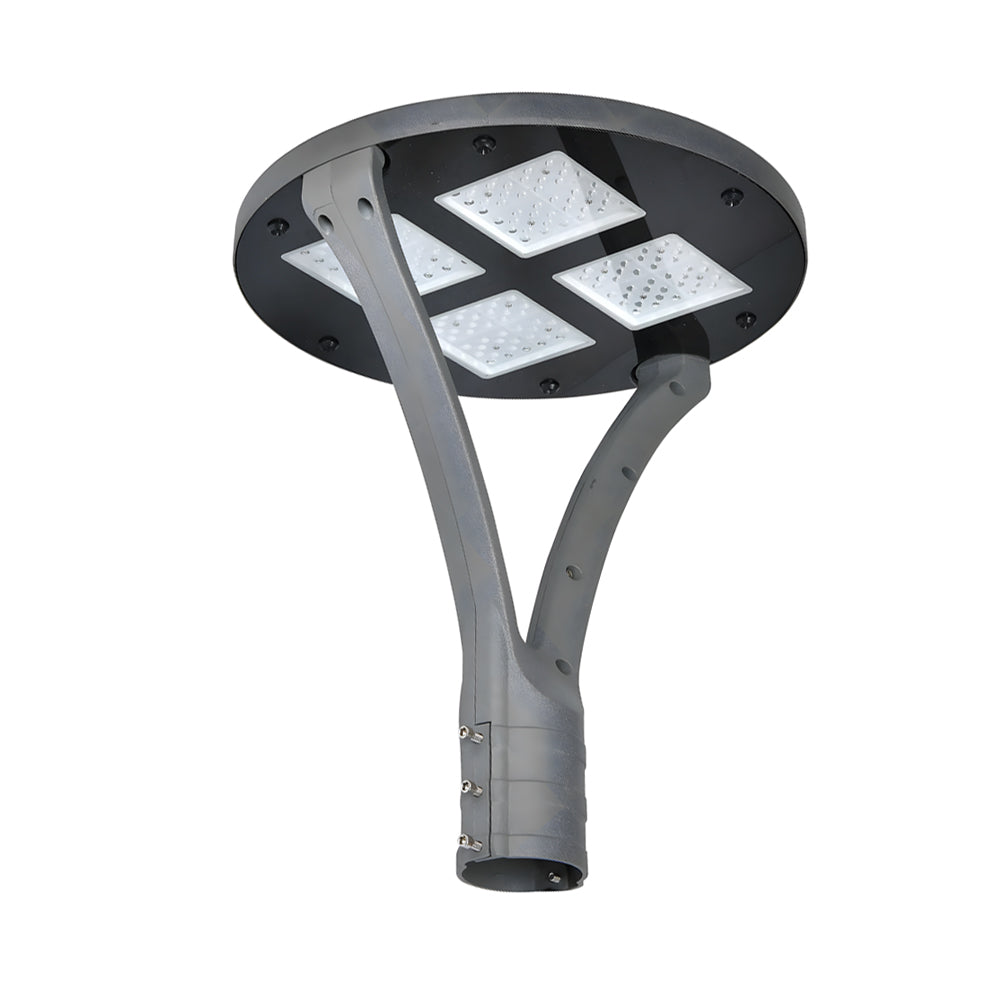 Modern Round Waterproof LED Outdoor Post Top Light Single or Double Arm Black Aluminum Pathway Fixture