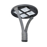Modern Round Waterproof LED Outdoor Post Top Light Single or Double Arm Black Aluminum Pathway Fixture