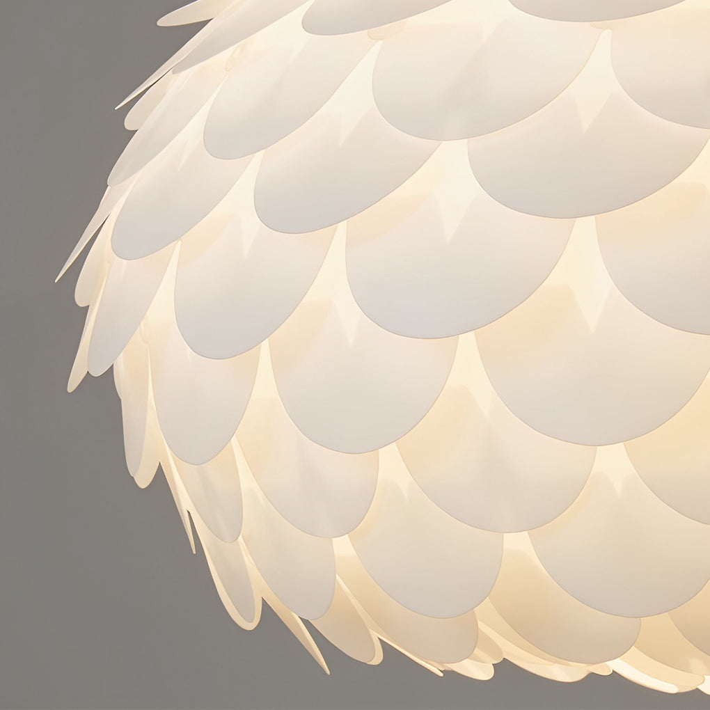 Modern Round White Fish Scale LED Pendant Light with Three Step Dimming Nordic Hanging Lamp